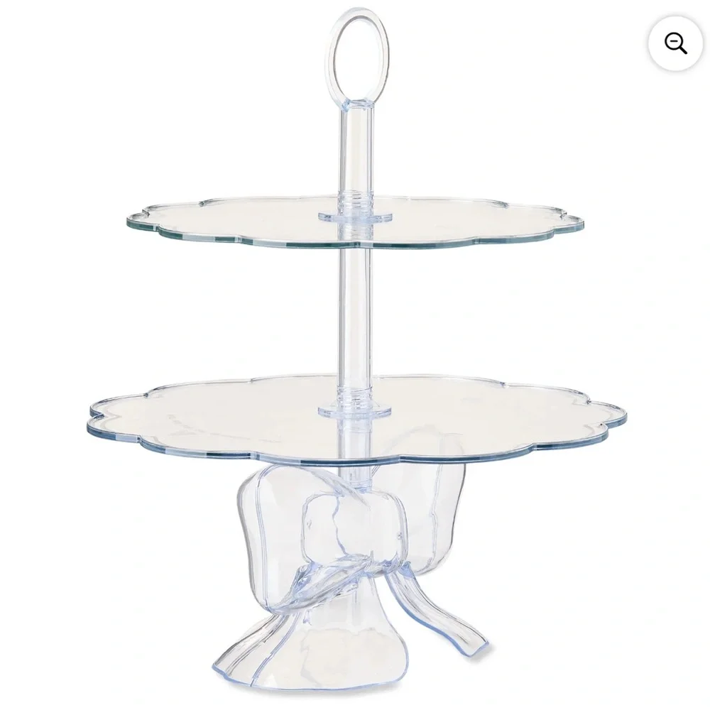 New! Tiered Treat Stand with Bow, Clear, 11
